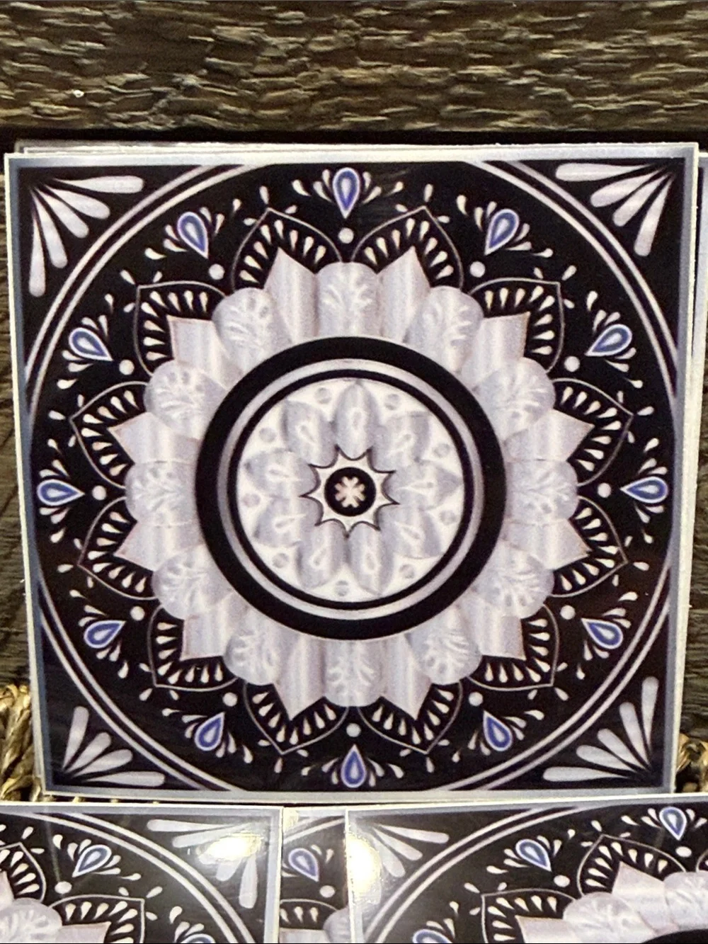Set of 15 Black & White Mandala Decorative Tiles Peel & Stick Art Decals 4